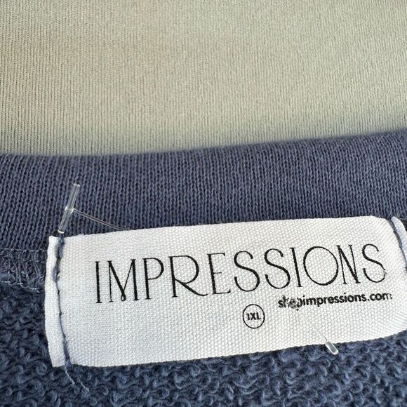 🎉5 for $45🎉 Impressionas Tunic Dress Women Size 1XL Blue White - Picture 8 of 9